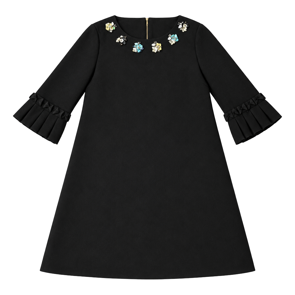 Tahari Arthur S. Levine Embellished Neck Dress Size 8P Black 1