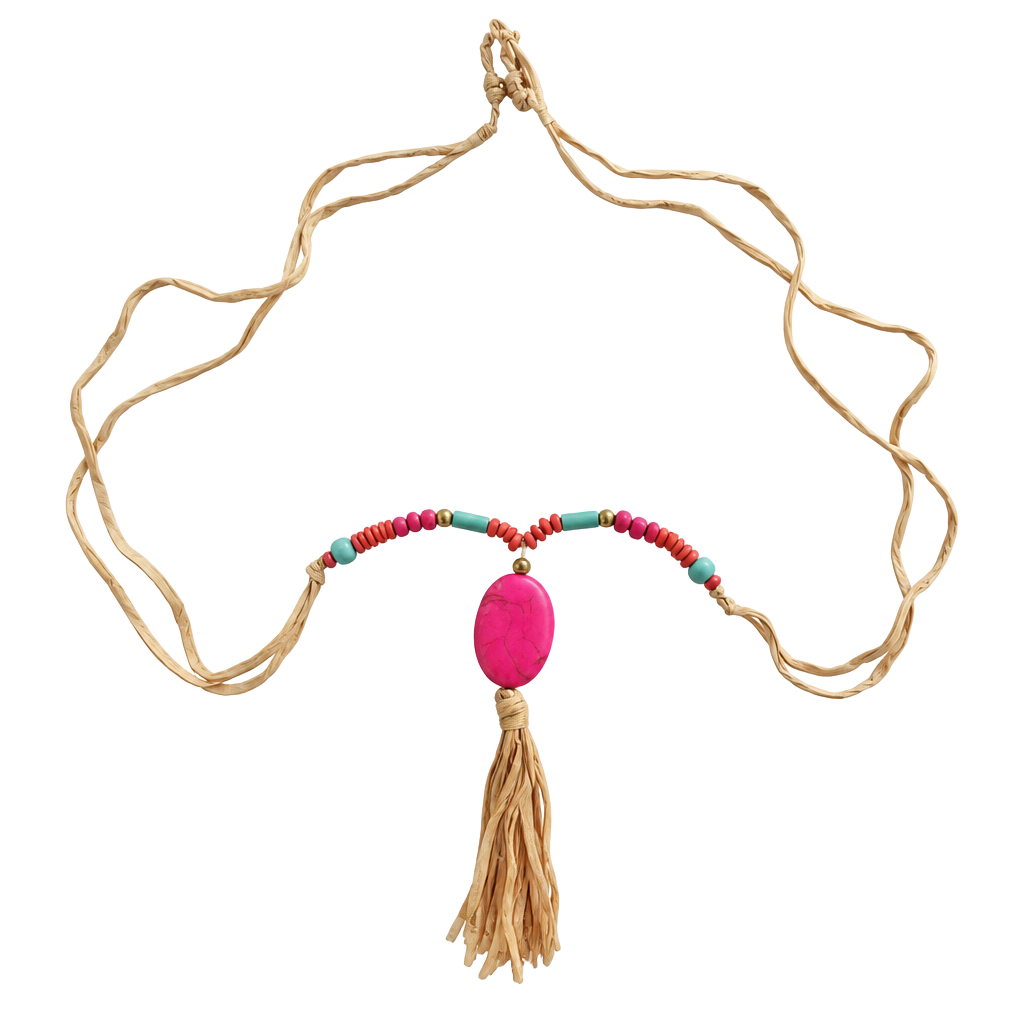 Boho Beaded Tassel Necklace Faux Suede Multi-Color 1