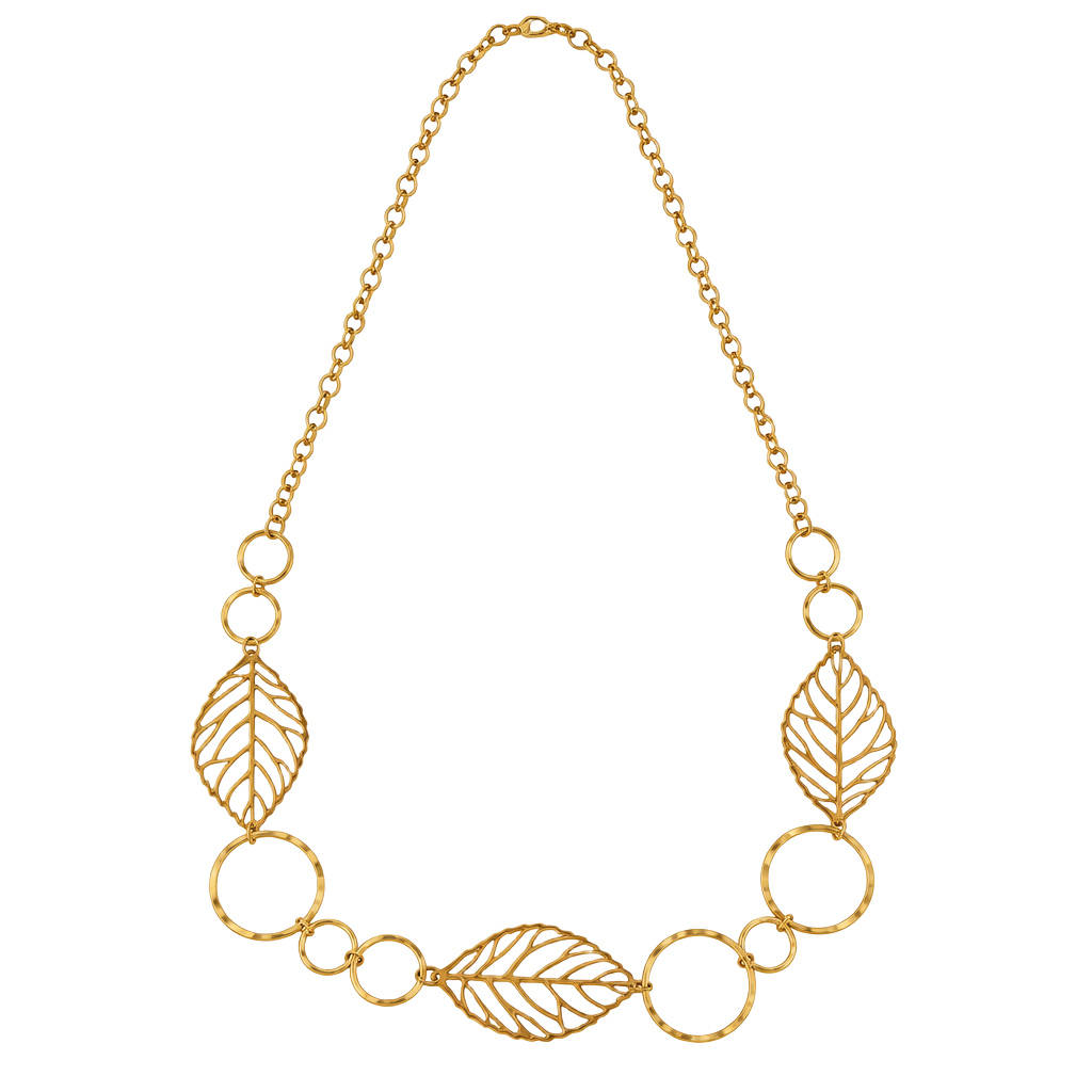 Unbranded Gold-Tone Leaf and Circle Link Chain Belt Necklace 1