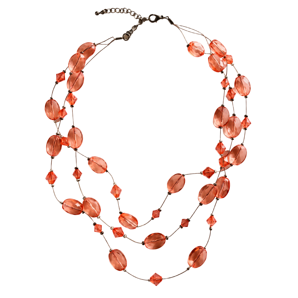 Unbranded Pink Beaded Multi-Strand Wire Necklace 1