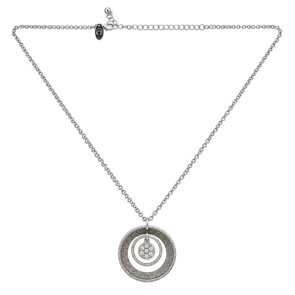 Triple Circle Rhinestone Pendant Necklace 1