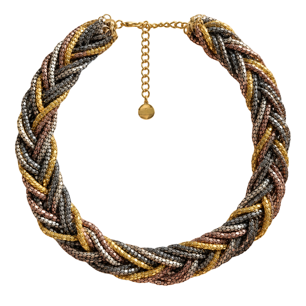 Paparazzi Multi Strand Metallic Braided Necklace 1