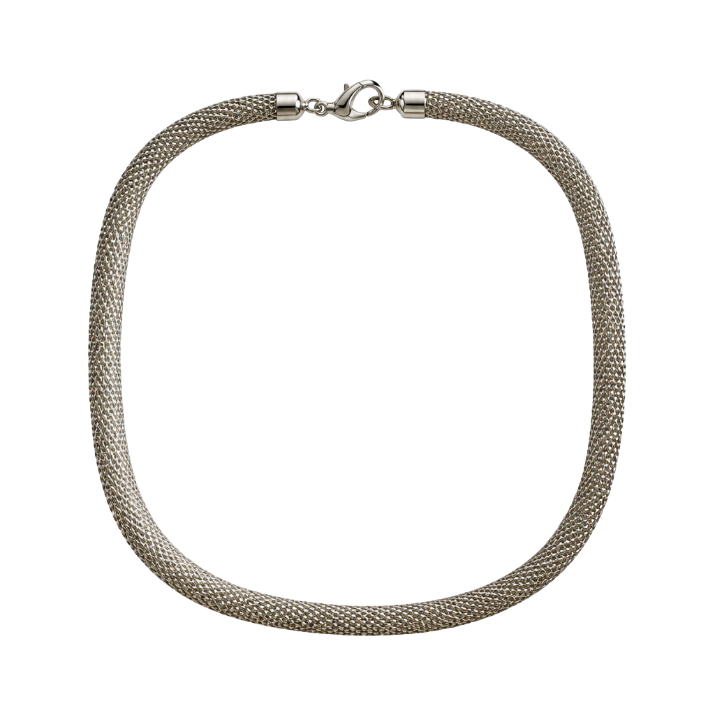 Vintage Silver Tone Tubular Mesh Choker Necklace 1