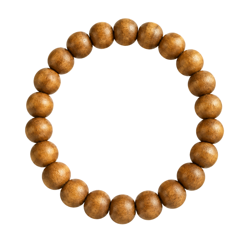 Unbranded Wooden Beaded Stretch Bracelet Brown Sandal 1
