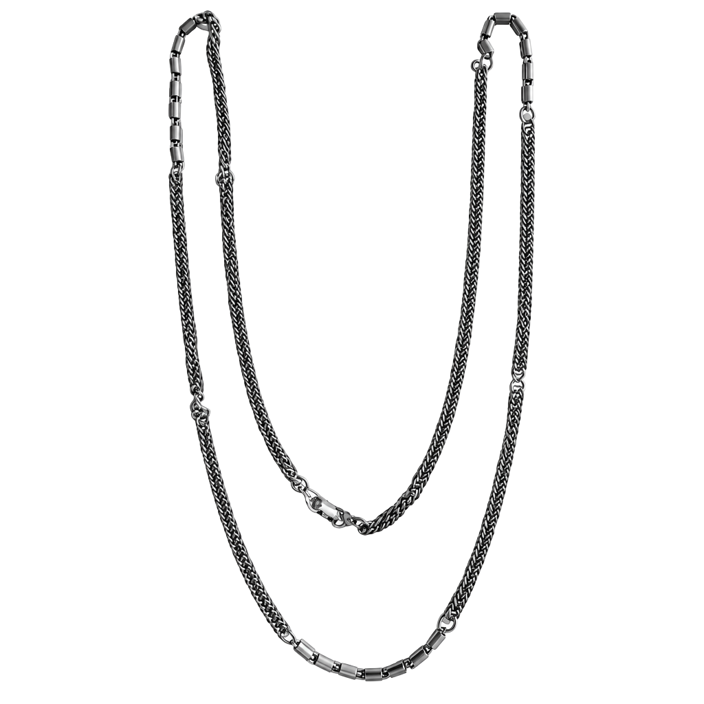 Silver Tone Chain Station Necklace 1