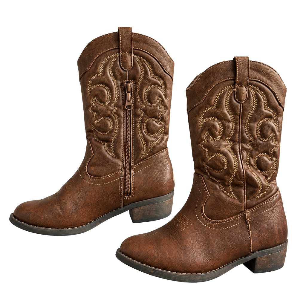 Cat & Jack Cowboy Boots Size 1 Brown Western Zip 1