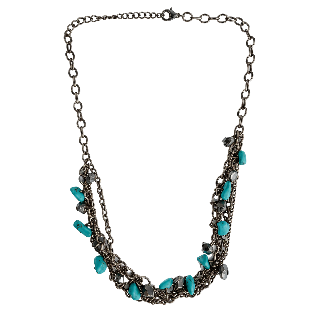 Unbranded Multi-Strand Turquoise Stone Brass Necklace 1