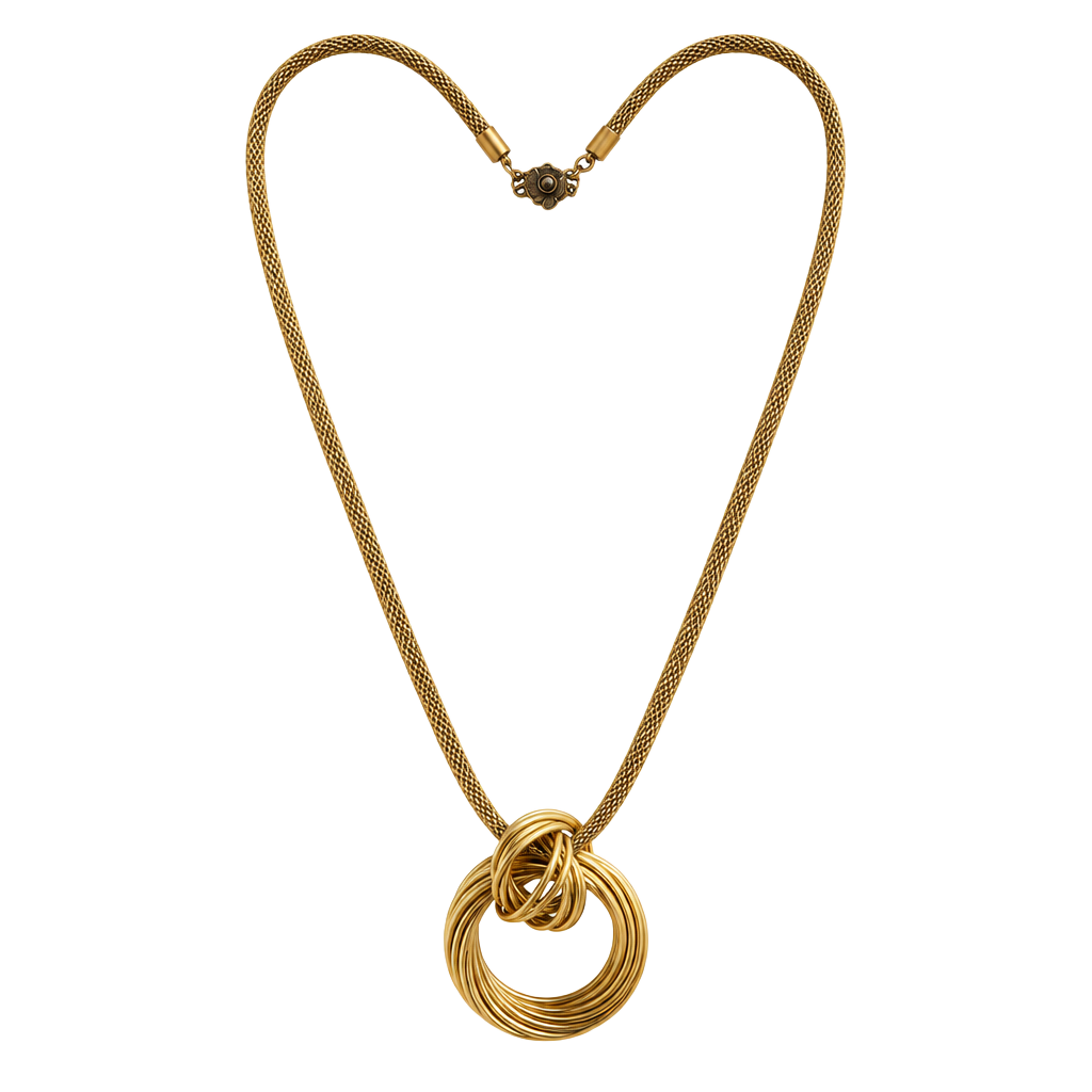 Vintage Gold Tone Multi Circle Statement Necklace 1