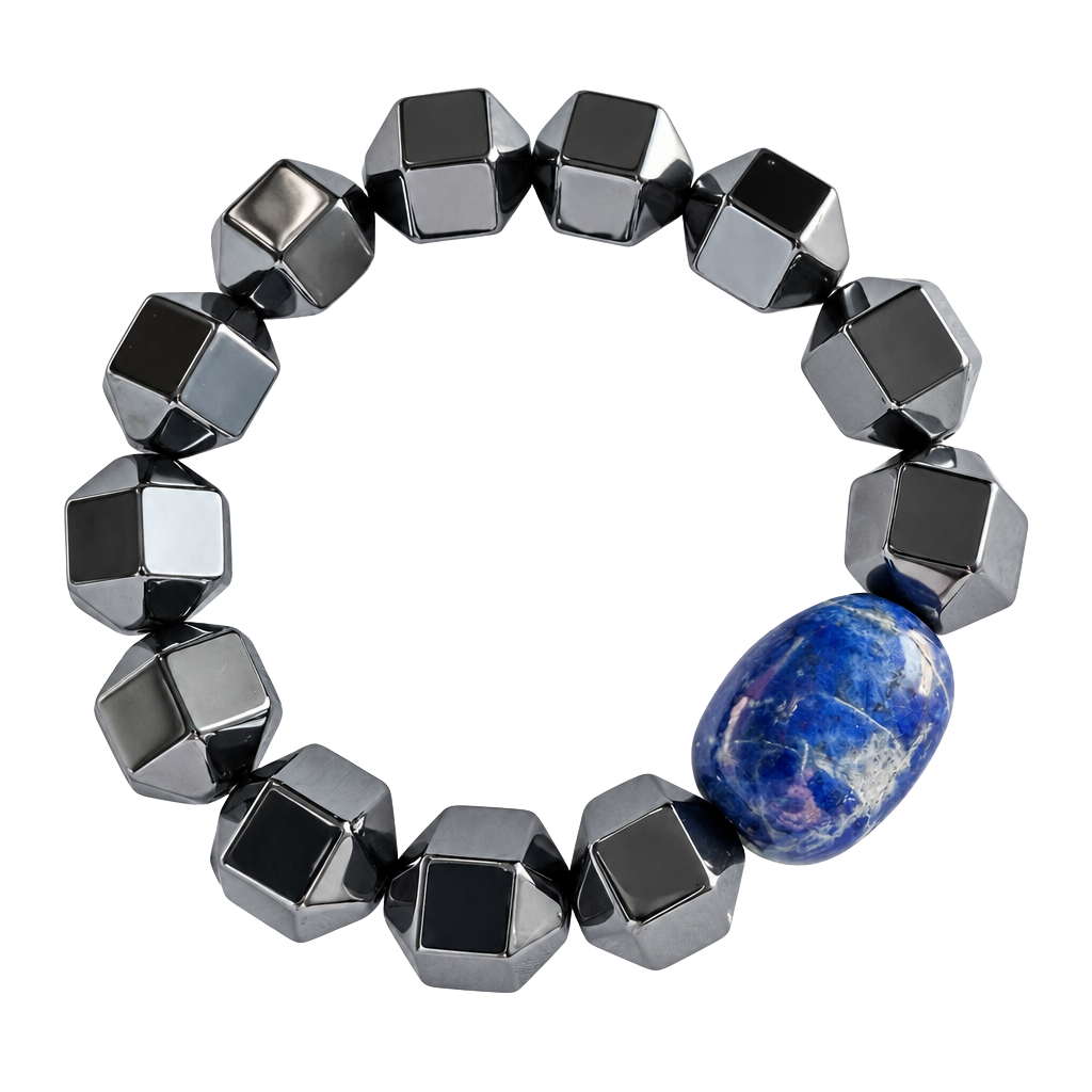 Unbranded Hematite Lapis Lazuli Stretch Bracelet 1