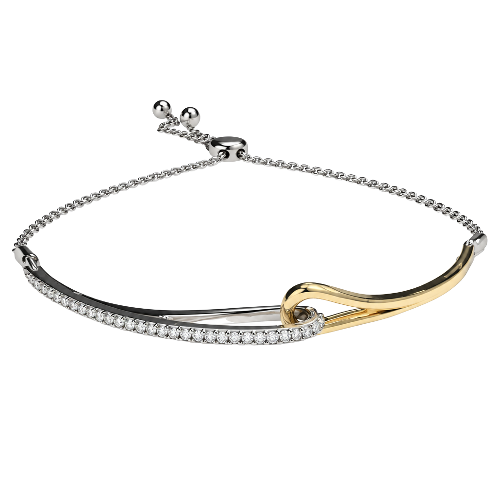 Two-Tone Curved Slider Bracelet Silver And Gold 1