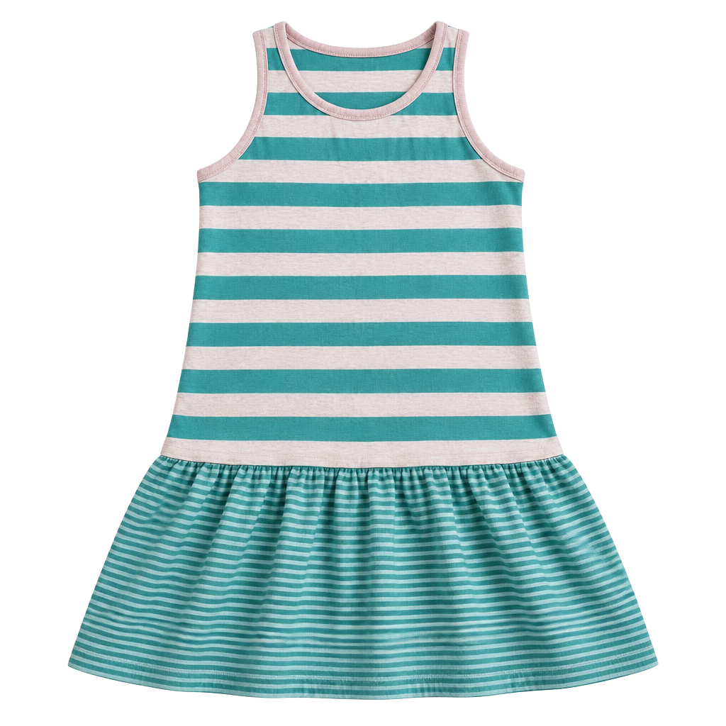 Gymboree Striped Dress Size S (5-6) Teal White 1