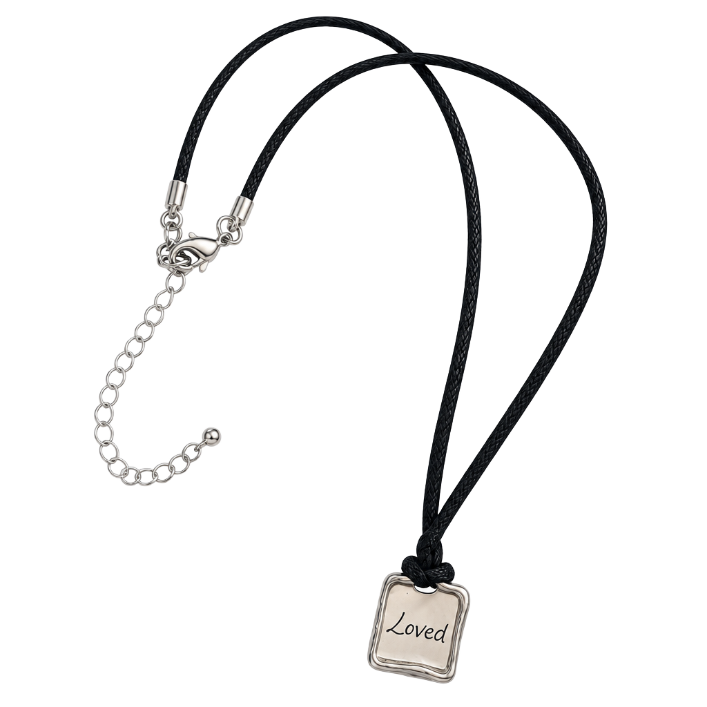 Artisan Loved Heart Pendant Necklace Black Cord Silver 1