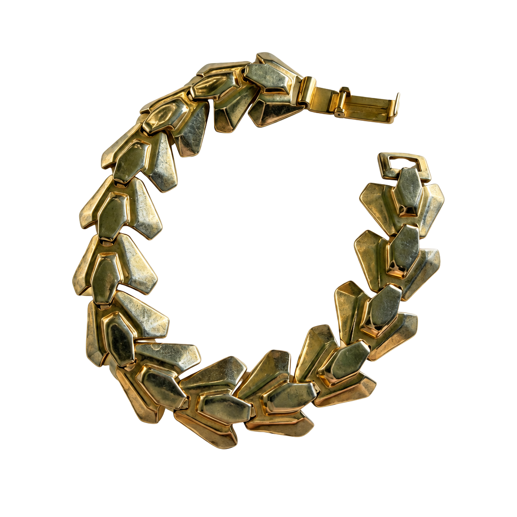 Vintage Retro Two-Toned Gold Link Chevron Bracelet 1
