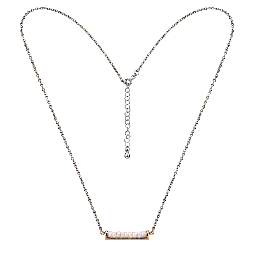 Unbranded Bronze Tone Pink Bead Bar Necklace 1