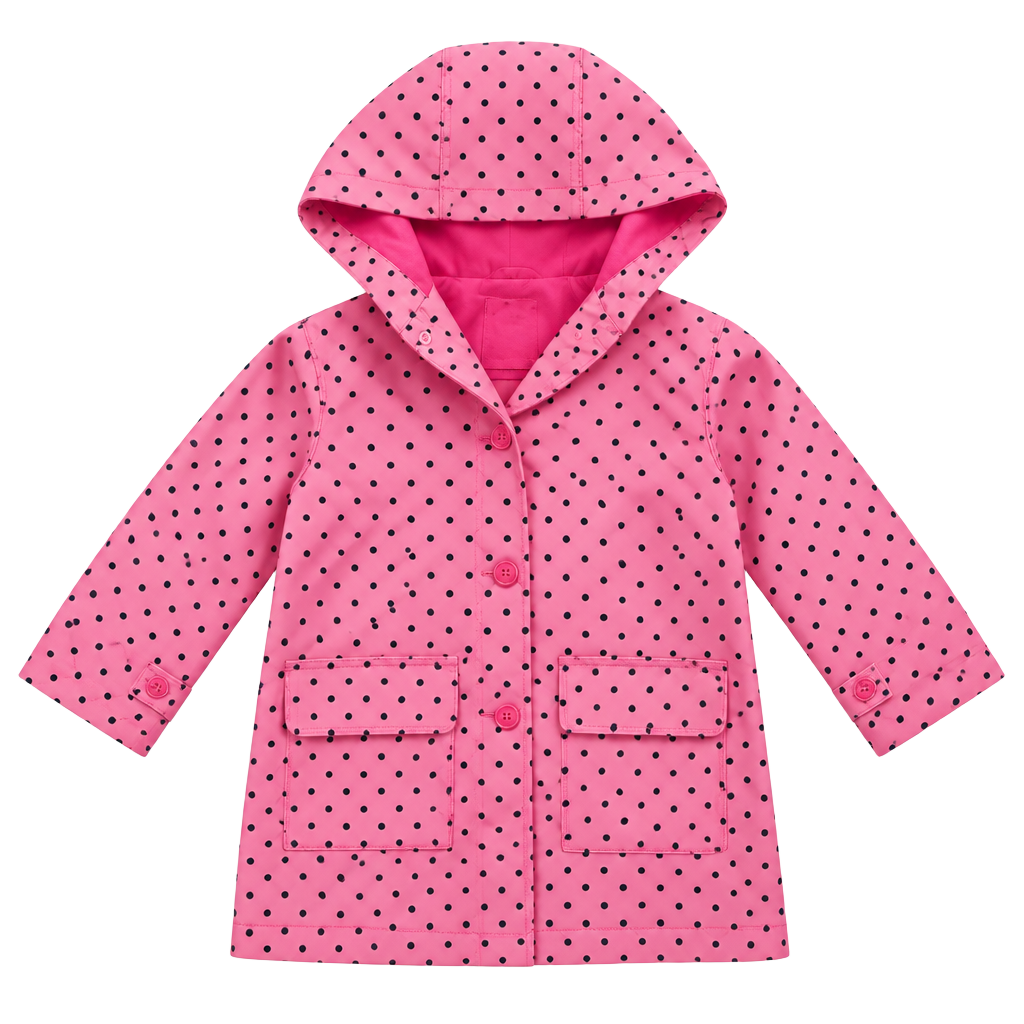 Pink Polka Dot Hooded Jacket Size 7/8 1