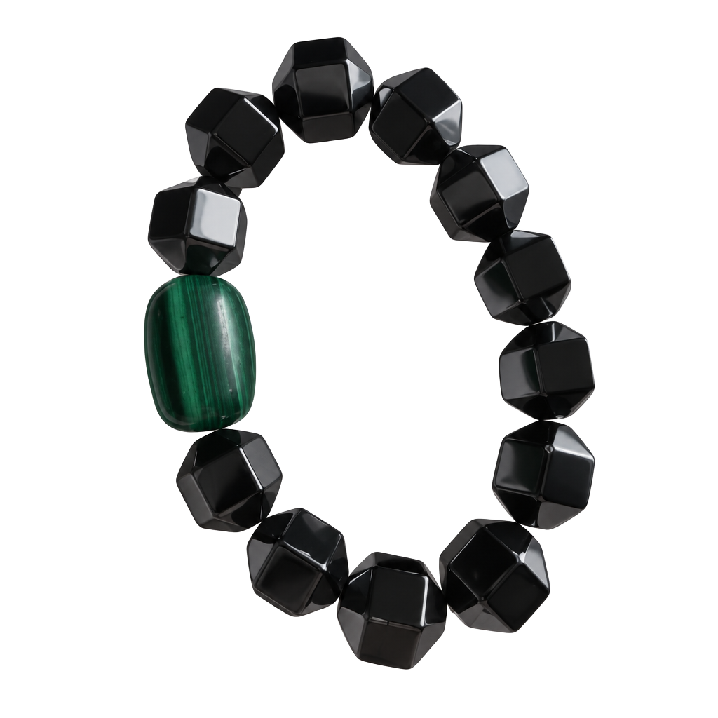 Gemstone Beaded Bracelet Hematite Malachite 1