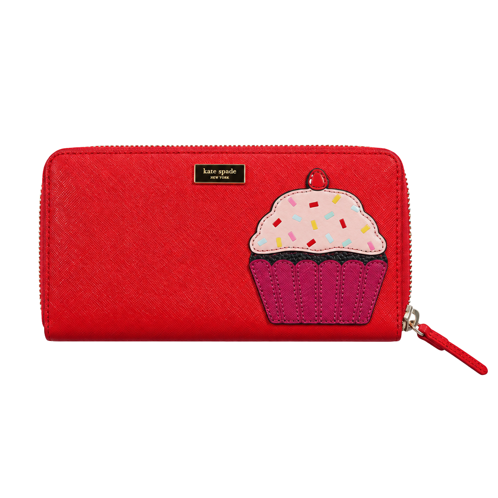 Kate Spade Take The Cake Neda Cupcake Zip Around Wallet Red Leather 1