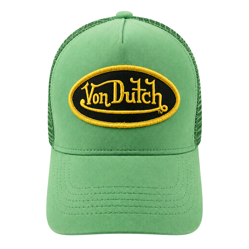 Von Dutch Velvet Hollywood Trucker Hat Green 1