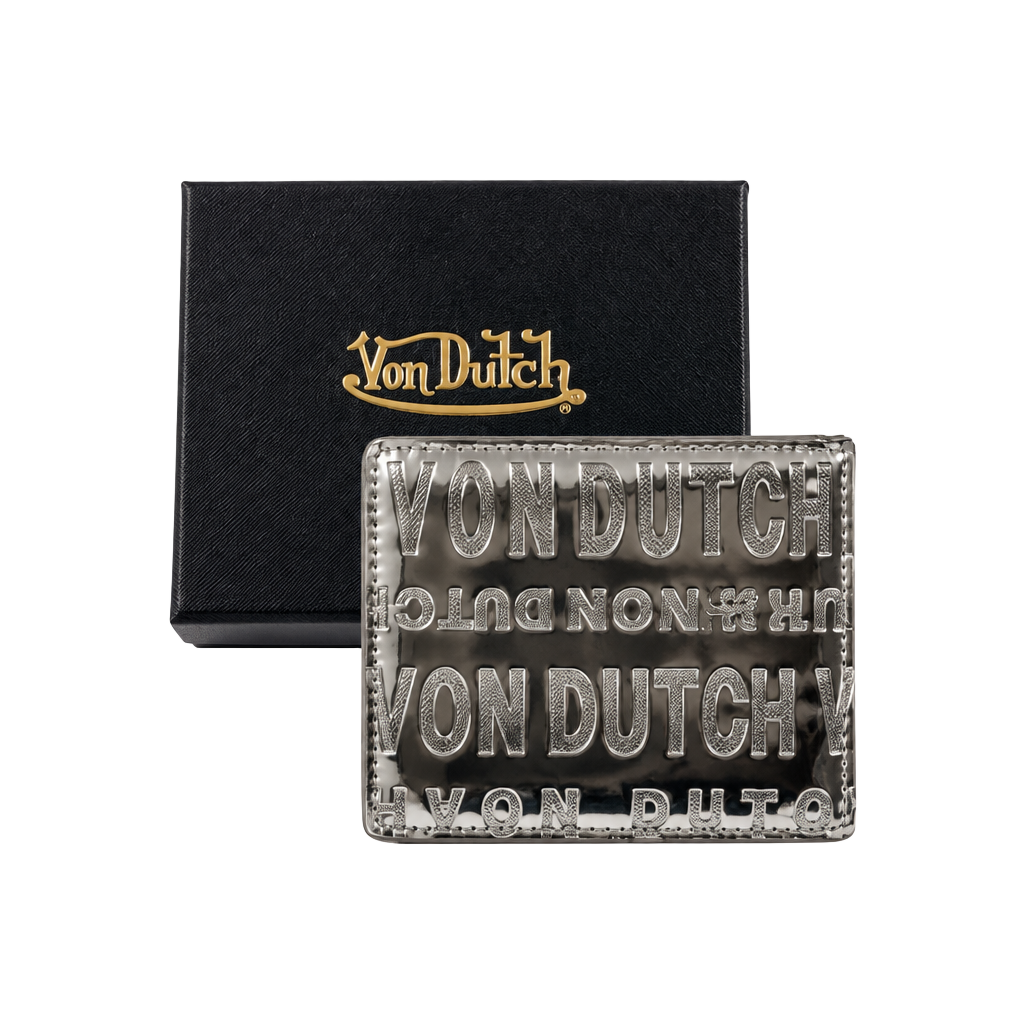 Von Dutch Mirror Logo Bi-Fold Wallet Silver Reflective 1