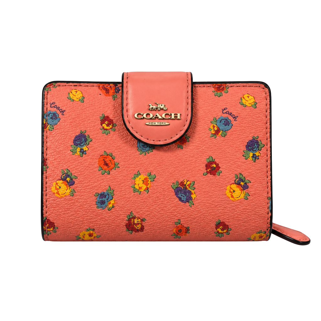 Coach Medium Corner Zip Wallet Vintage Rose Print 1