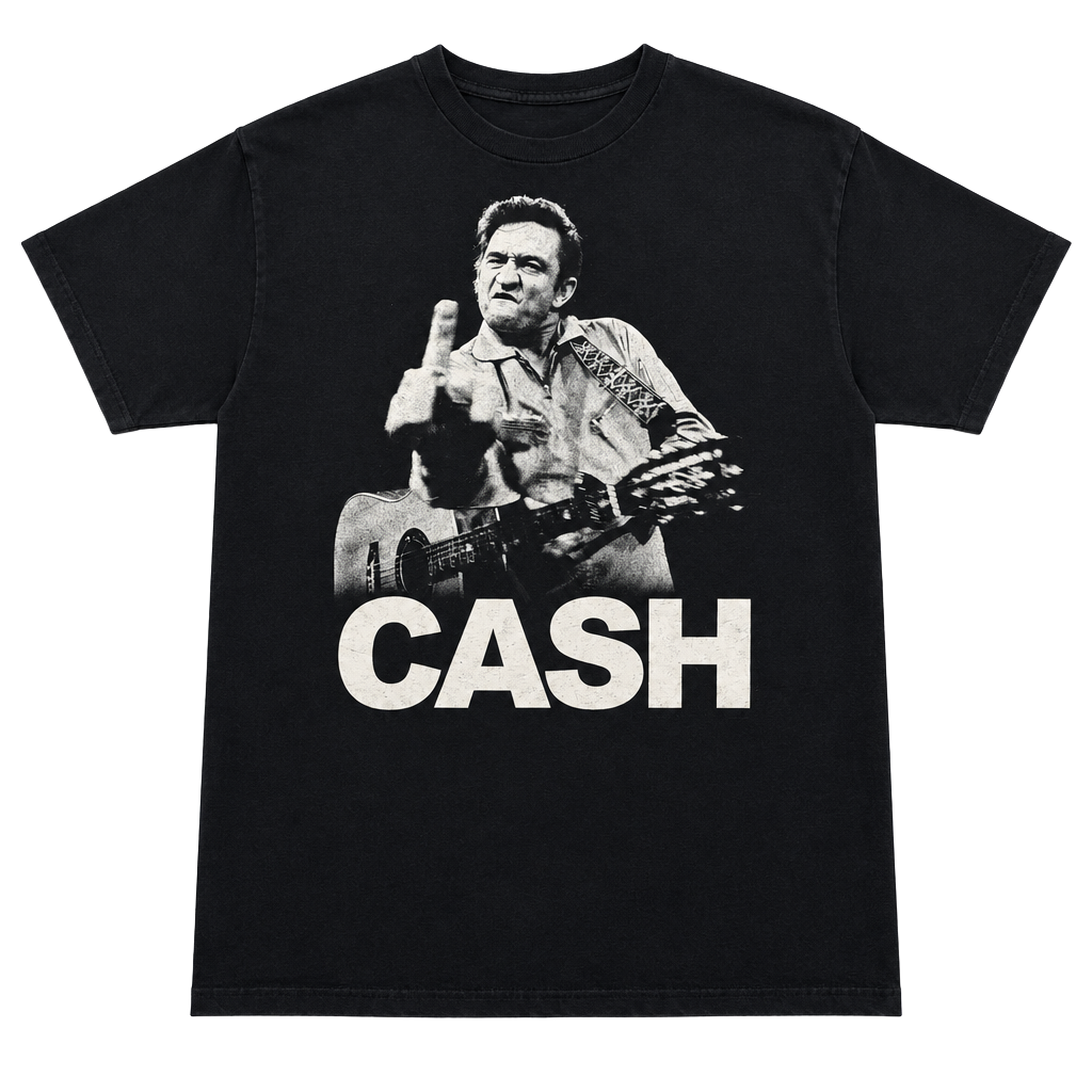 Jim Marshall Clothing Johnny Cash Middle Finger T-Shirt Size L Black 1