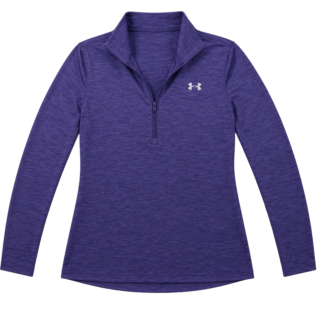 Under Armour HeatGear 1/4 Zip Pullover Size LG Purple Long Sleeve Fitted 1