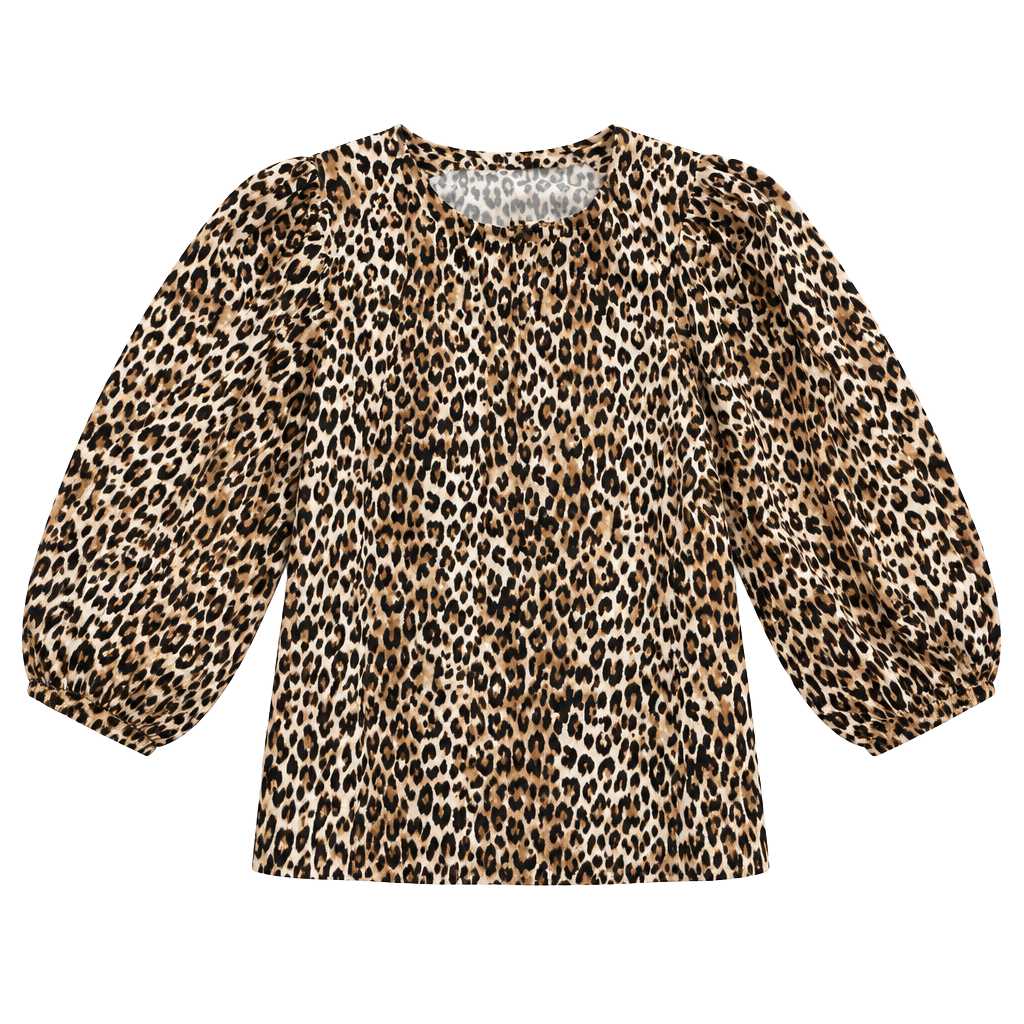 Zara Leopard Print Blouse Size S Long Sleeve Animal Print 1