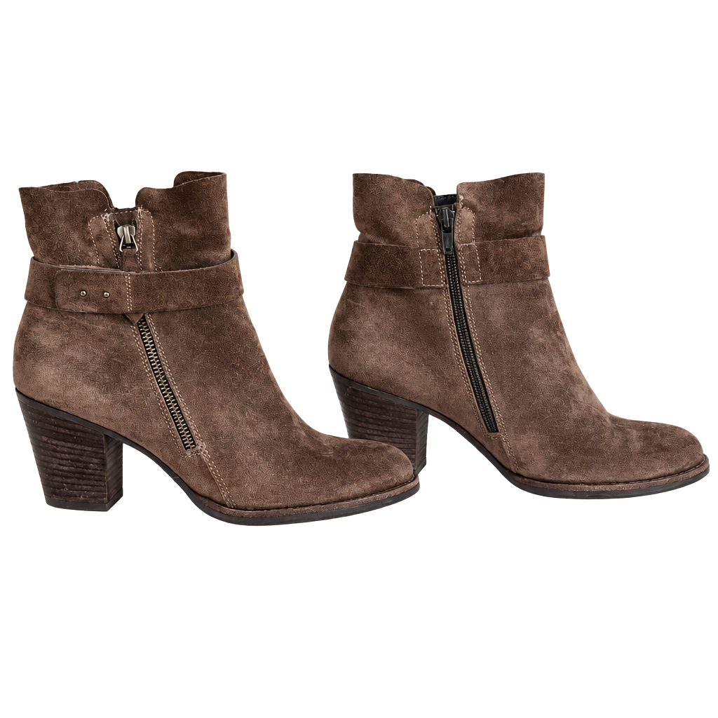 Paul Green Dallas Ankle Boots Size 5 Brown Suede Block Heel Booties 1