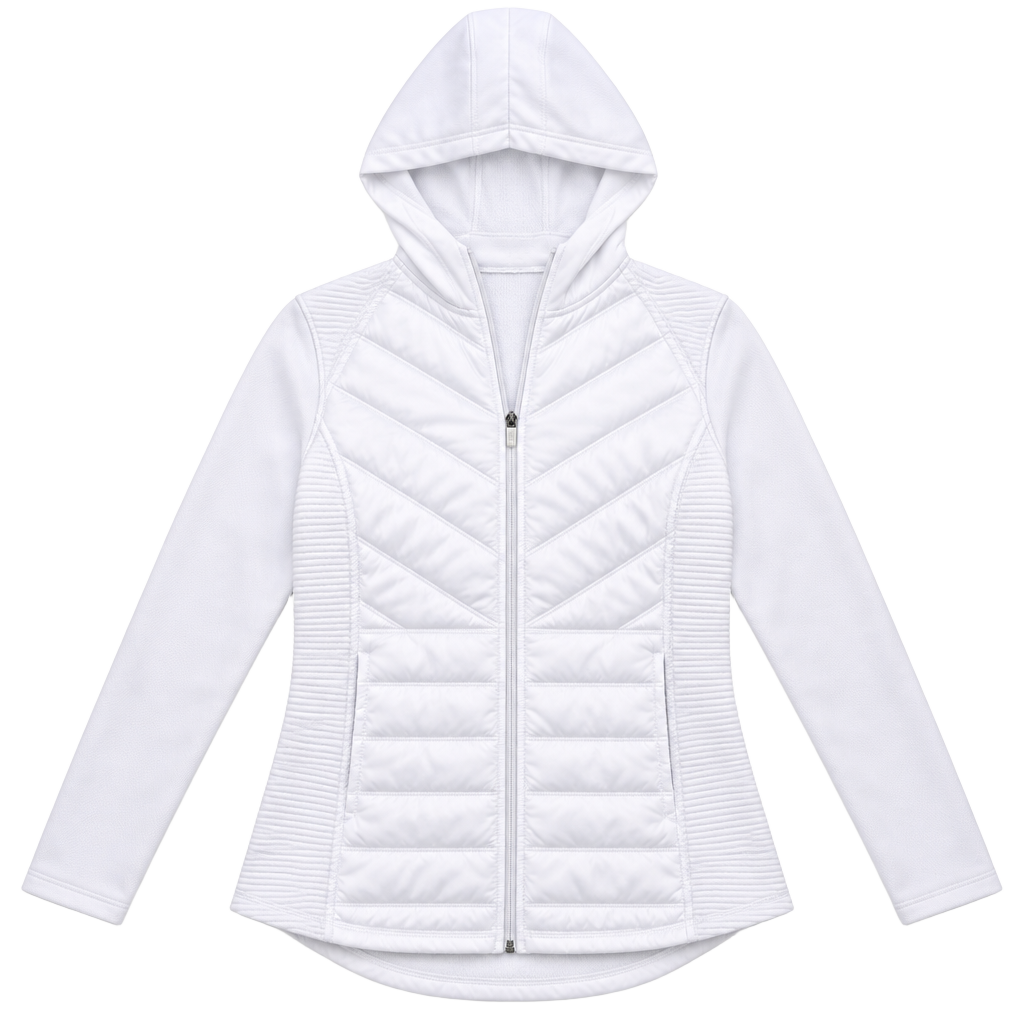 Fila Sport Jacket Size M White Puffer Hoodie Full Zip 1