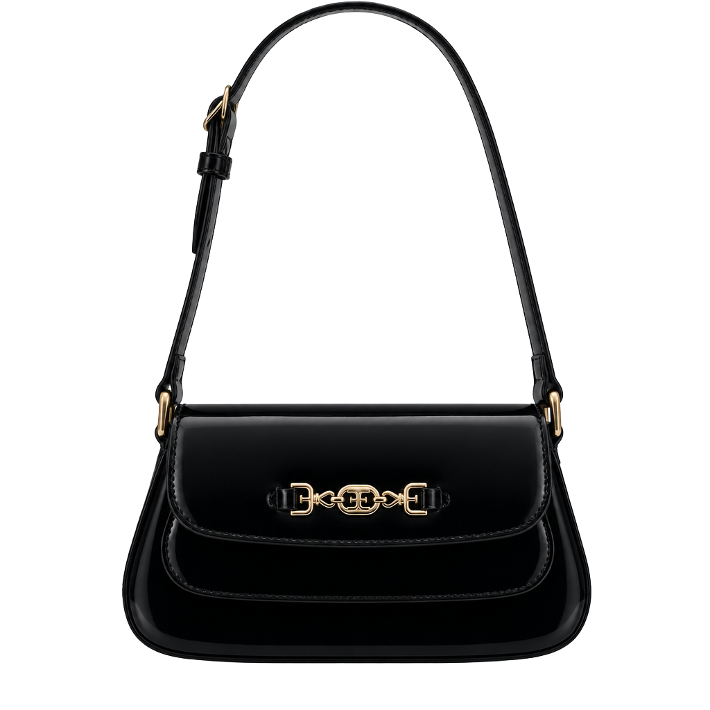 Sam Edelman Loraine Black Patent Leather Shoulder Bag 1
