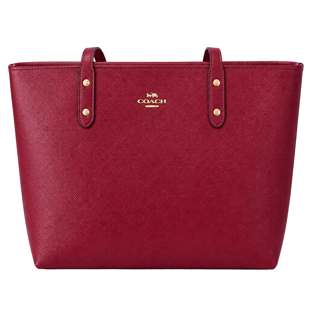 Coach City Tote Red Leather Crossgrain Leather Zip Tote 1