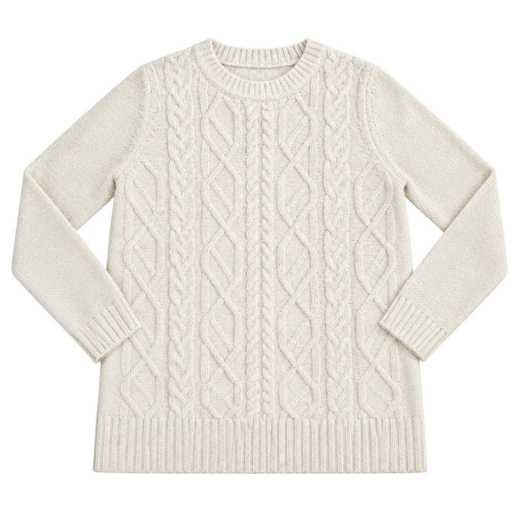 Croft & Barrow Cable Knit Sweater Size M Cream Crewneck Pullover 1