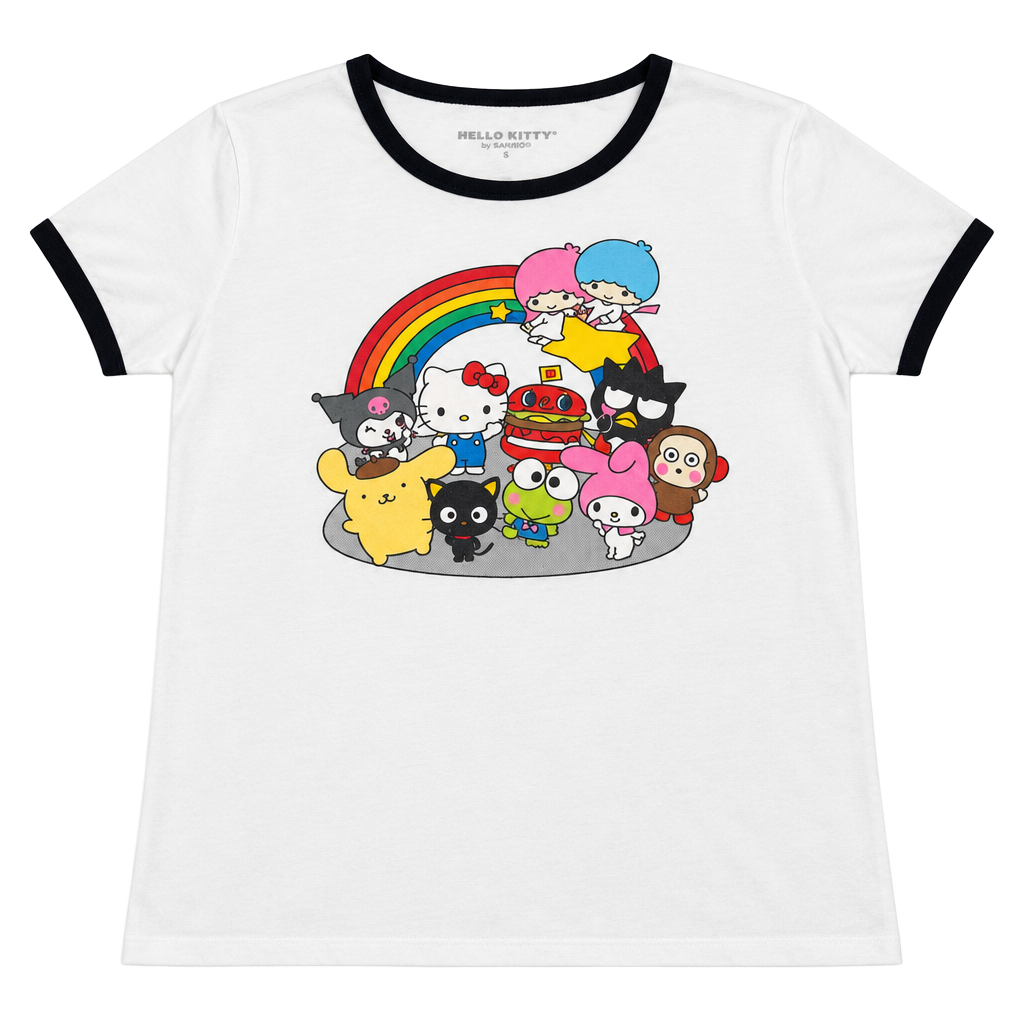 Hello Kitty and Friends Graphic Ringer T-Shirt Size 2 White 1
