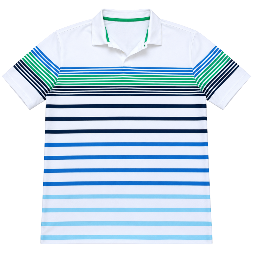 Nike Golf Tour Performance Polo Shirt Size XL White Blue Green Striped Dri-Fit 1