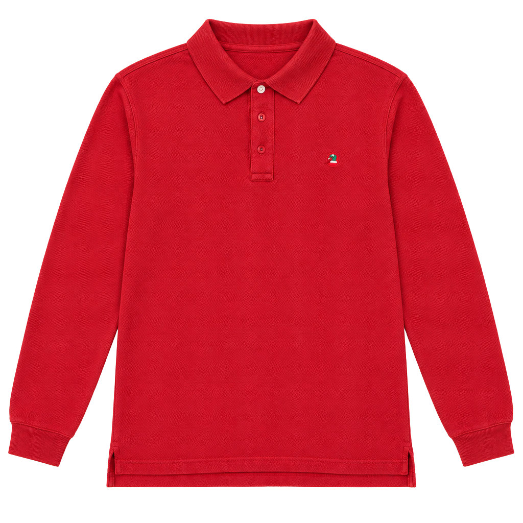 Duck Head Long Sleeve Polo Shirt Size M Red Cotton 1