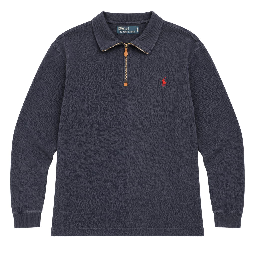 Polo By Ralph Lauren 1/4 Zip Pullover Sweater 3XLT Navy Blue Cotton 1