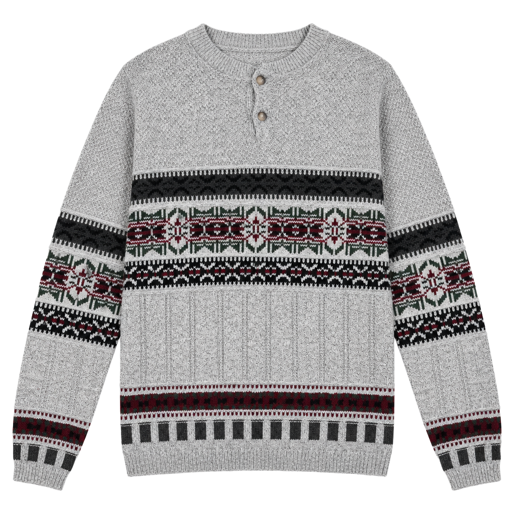 Croft & Barrow Pullover Sweater Size L Gray Fair Isle Cotton Blend 1