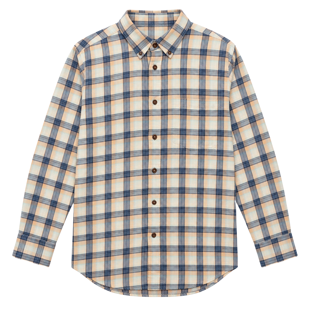 Orvis Plaid Long Sleeve Button Down Flannel Shirt Size XXL Blue Orange 1