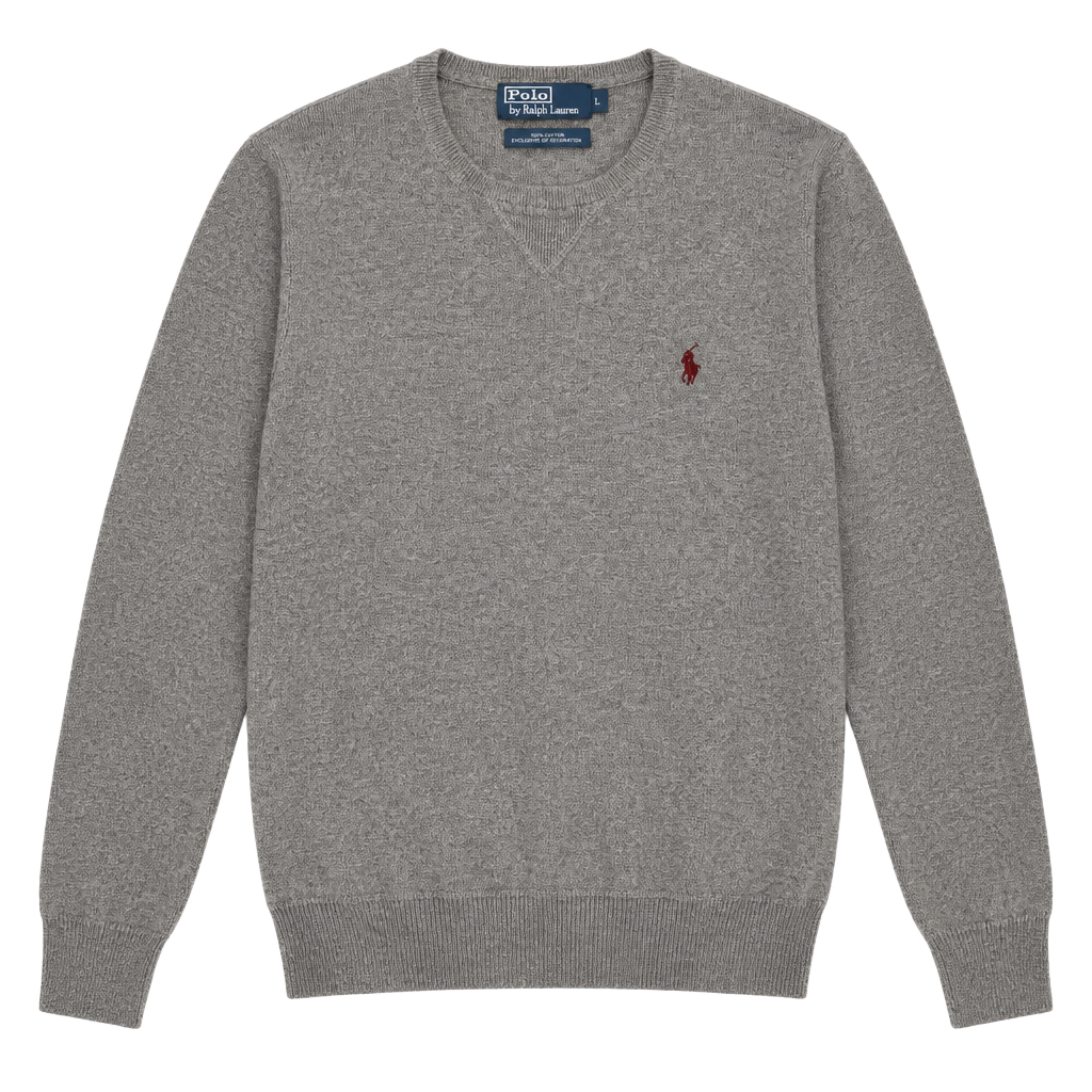 Polo By Ralph Lauren Sweater Size L Gray Cotton Crewneck Pullover 1