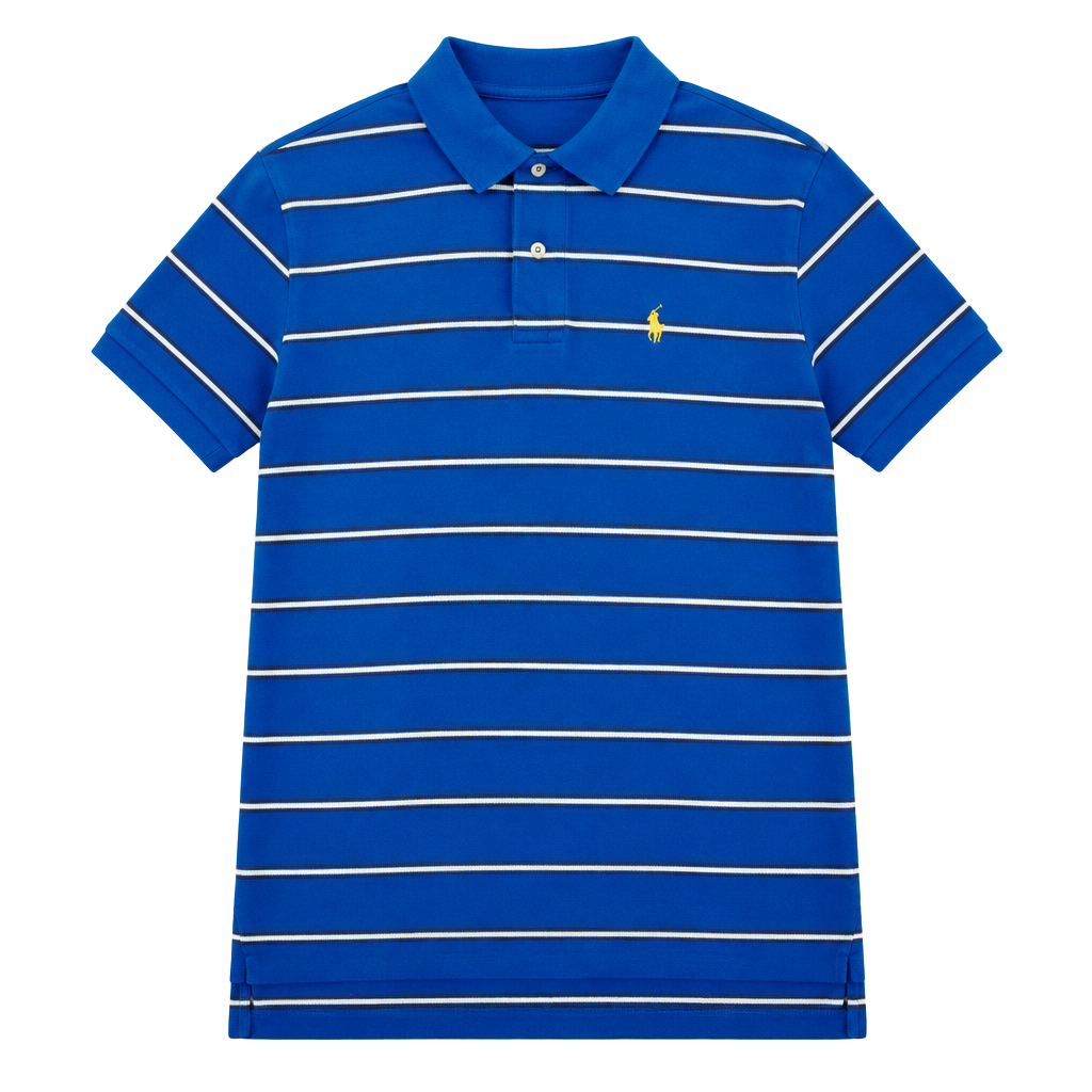 Polo Ralph Lauren Striped Polo Shirt Boys XL(20) Blue White Black Short Sleeve 1