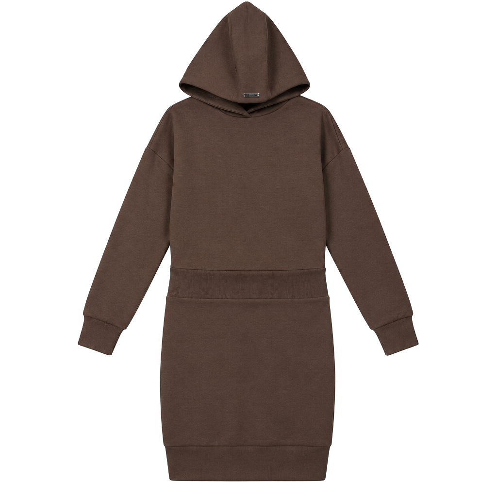 Manière De Voir Hoodie Dress Size US 6 Brown Neoprene Jumper Dress 1