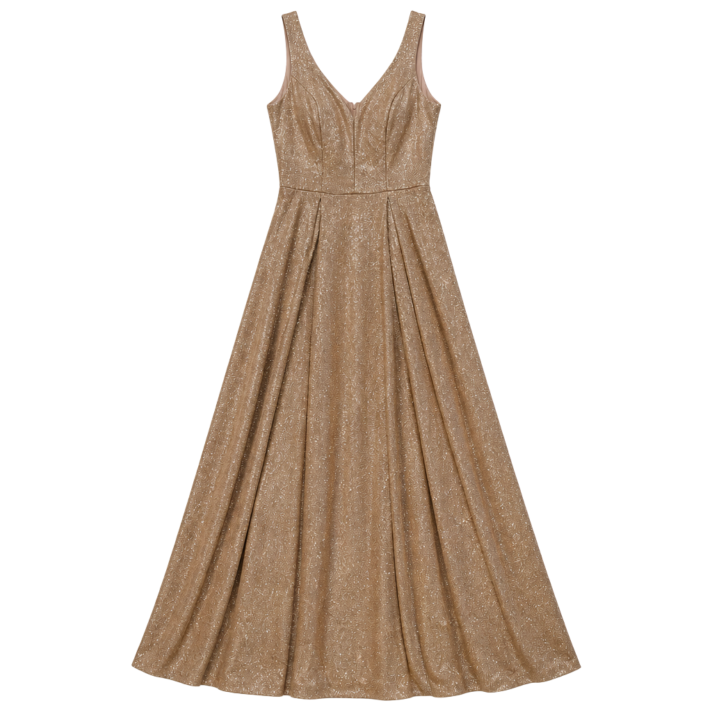 B. Smart Glitter Maxi Dress Size 5/6 Rose Gold Formal V-Neck 1