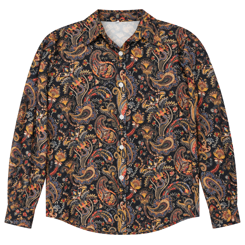 Unbranded Paisley Print Long Sleeve Button Down Shirt Size XL 1