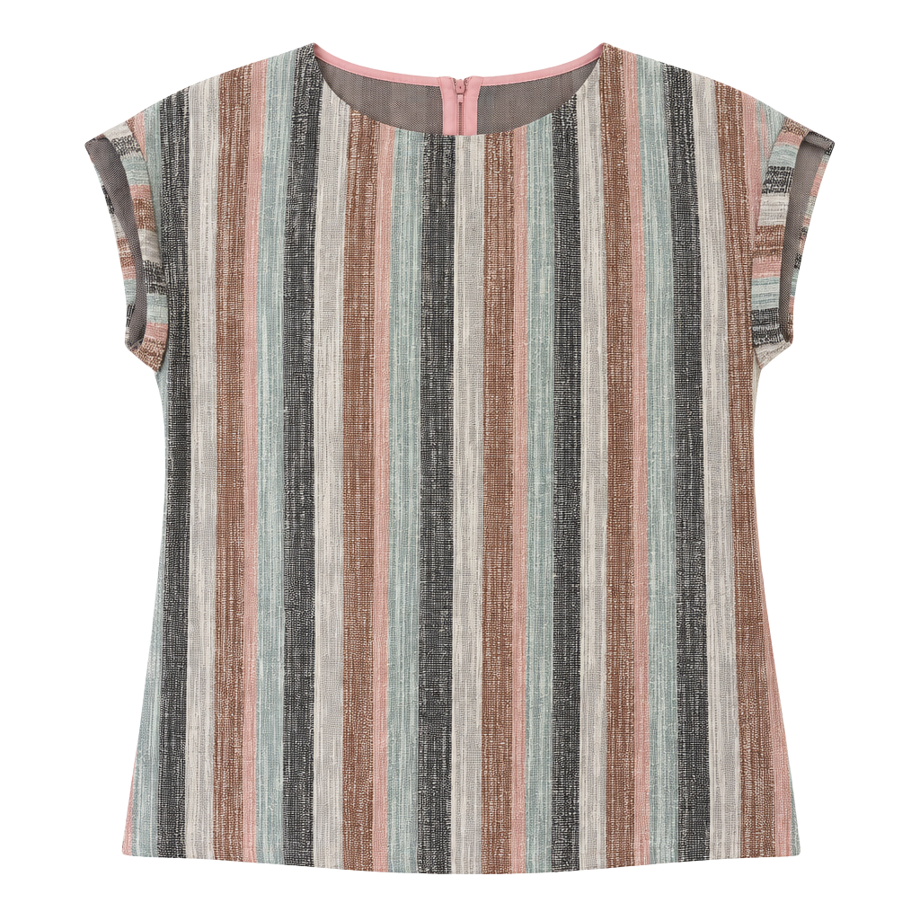 W5 Striped Top Size M Multicolor Textured Short Sleeve 1