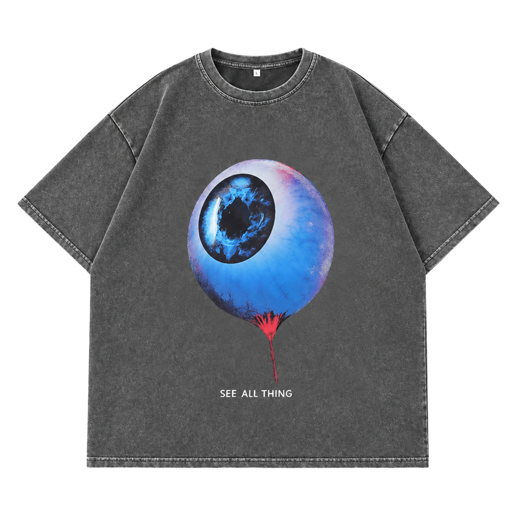 Unbranded See All Thing Eyeball Graphic Vintage T-Shirt Grey 1