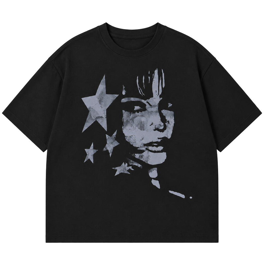 Graphic Print Oversized T-Shirt Black 1