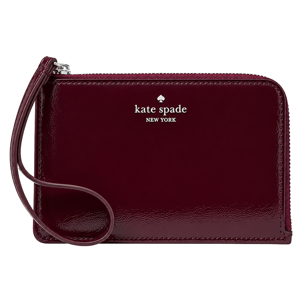 Kate Spade New York Patent Leather Wristlet Pouch Burgundy 1