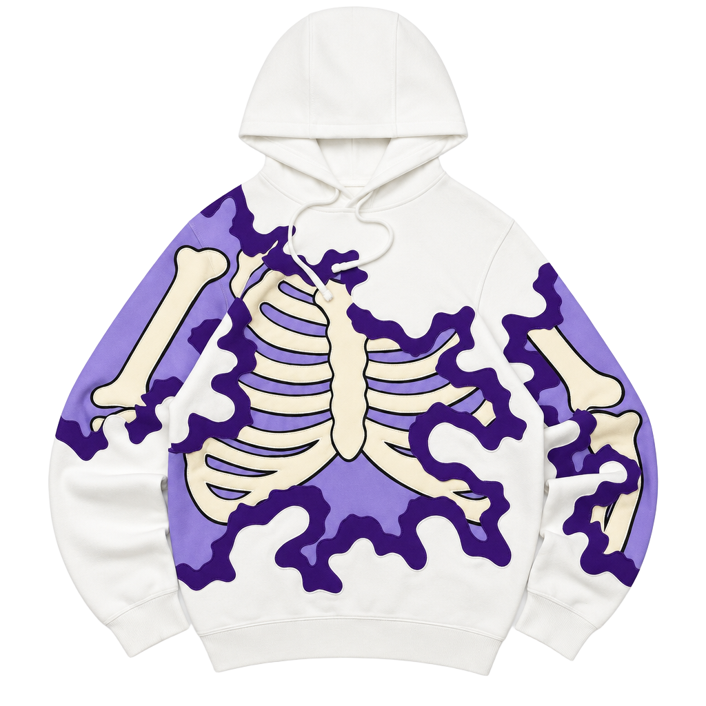 Avid Love Skeleton Hoodie White Purple 1