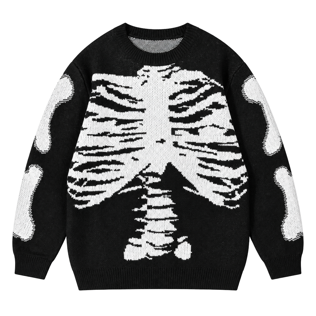 Vamtac Y2k Patterned Sweater Skeleton Men's Knitted Sweater Halloween Oversized Pullover Sweatshirt Women Aesthetic Sweater, 01-black, Small : : Everything Else, CA 1