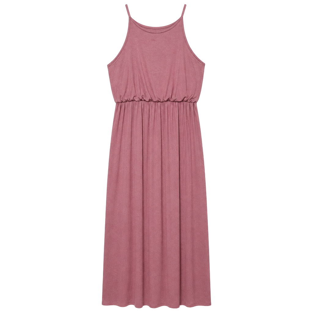 Emerald Maxi Dress Size 1X Pink Rayon Spandex Flowy Side Slit Dress 1